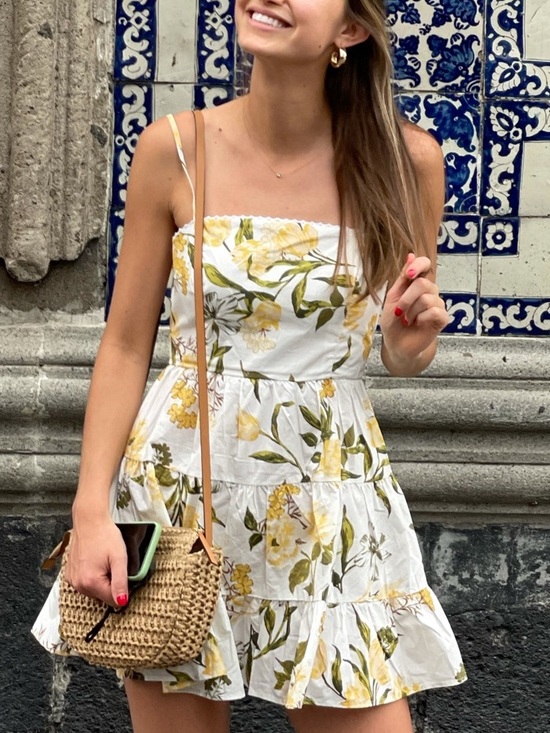 BB Dakota by Steve Madden Dresses & Skirts - BB Dakota by Steve Madden White Mini Dress with Yellow Floral Print
